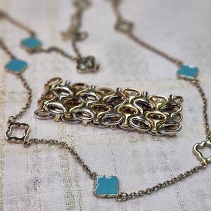 Source Unknown Gold Tone and Turquoise Accent Necklace